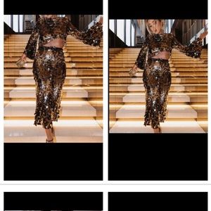 New with tags Zara sequined flared top and pencil skirt.